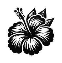 Monochromatic Hibiscus Flower Illustration Bold and Striking Floral Design Depicting Tropical Beauty and Elegance in a Classic Silhouette
