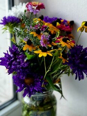 Colorful bouquet of fresh flowers in a vase