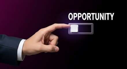 Man pressing a button to activate opportunity and take action now