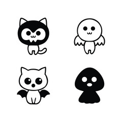 Cute halloween monsters isolated on white background are ready for a halloween party and trick or treat