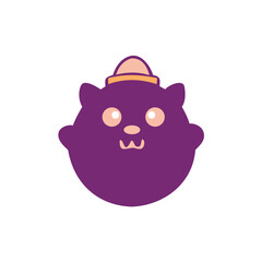 Cute purple cat with a hat isolated on white background a delightful and whimsical illustration of a feline friend