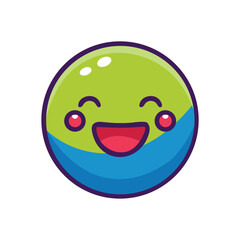 Fototapeta premium Delighted green and blue emoji with a wide smile isolated on white background perfect for expressing happiness