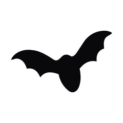 Silhouette of a bat flying, isolated on white background, a classic symbol of halloween and spooky celebrations