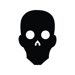 Black skull illustration isolated on white background, a spooky and symbolic representation of mortality and halloween themes