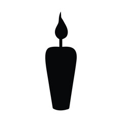 Black candle silhouette isolated on white background, a symbol of light, remembrance, and ambiance, often used in celebrations