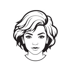 Black and white close up illustration of a beautiful woman face minimalist elegant line art drawing