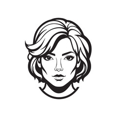 Black and white close up illustration of a beautiful woman face minimalist elegant line art drawing