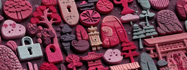 Colorful Layered Paper Art with Lock and Portal Themes for Creative Projects