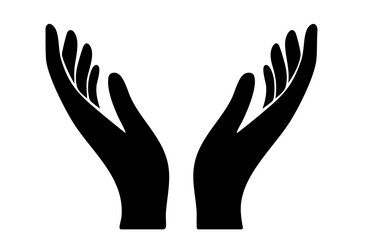 Fototapeta premium Uplifted hands silhouette, Christian symbol of prayer, worship, openness of soul and trust in God