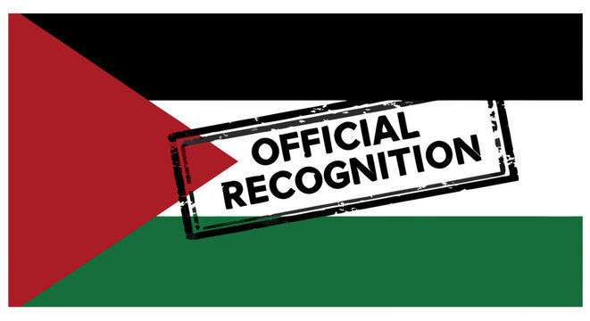 Official recognition stamp on Palestinian flag  