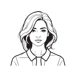 Black and white close up illustration of a beautiful woman face minimalist elegant line art drawing