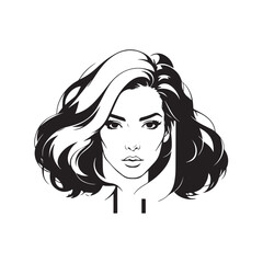 Black and white close up illustration of a beautiful woman face minimalist elegant line art drawing