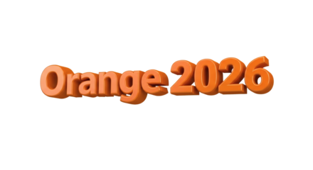 Orange text with the year two thousand and twenty six in a bold font on a black background view on transparent background