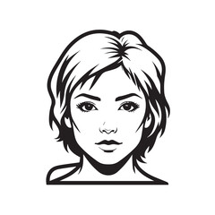 Black and white close up illustration of a beautiful woman face minimalist elegant line art drawing