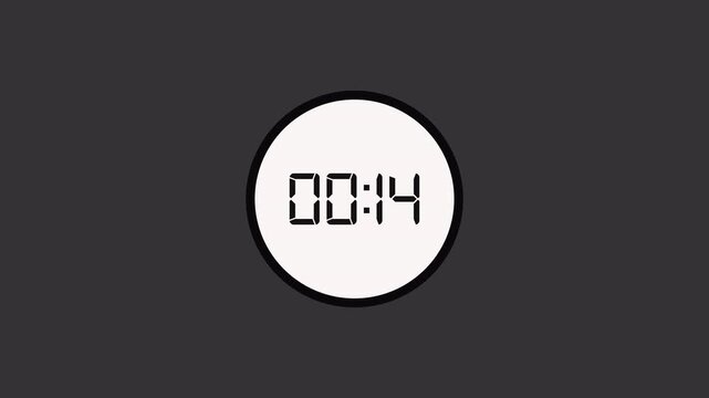 twenty seconds countdown timer animation from 20 seconds to 0 seconds with alpha channel, twenty seconds countdown.
