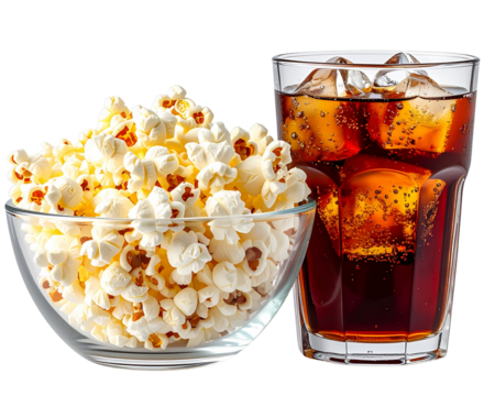 _A high-resolution, realistic image of freshly popped popcorn in a clear glass bowl, p
