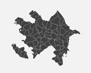 Vector map country Azerbaijan divided on regions