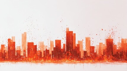 Fototapeta premium city skyline in red
