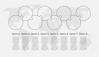 Eight steps line infographic, puzzle diagram