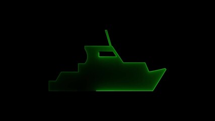 Glowing neon line Toy boat icon isolated on black background. Minimalist sailing adventure symbol. Sail boat marine cruise travel. ail boat and wave motion graphic video template . 4K video!