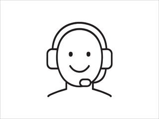 Customer service representative with headset line art simple and modern design