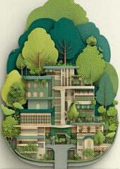 Layered Art Representation of Sustainable School Concept for Children and Nature Engagement