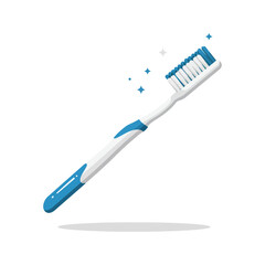 Vector art of a clean blue and white toothbrush isolated on a with sparkling effects
