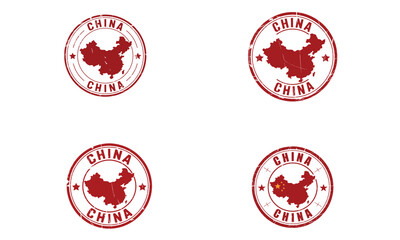 Red round stamp with china map silhouette and text illustration 
