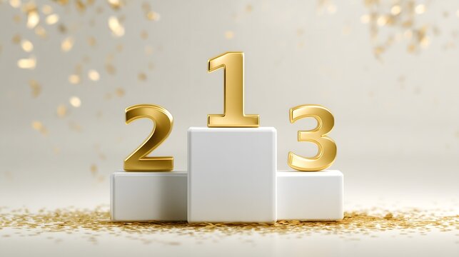 Digital illustration of a three step award podium for winners