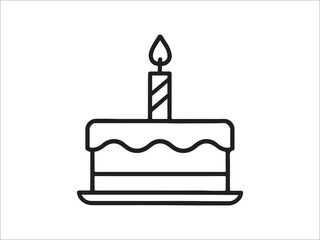 Minimalist outline of a birthday cake with a candle alight