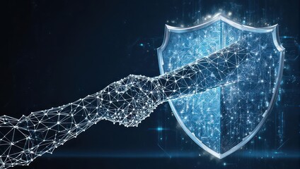Secure digital handshake symbolizes global cybersecurity partnership and data protection in modern network