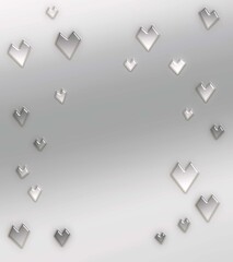3d hearts metallic abstract background . retro futuristic sparkling emboss element, minimal elegant  pattern .