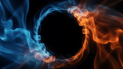 Elemental Fire and Ice Energy Ring – Abstract Flame & Frost Circle Art. 