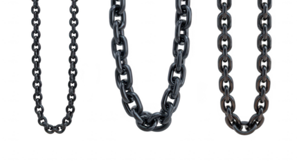 Three metal chains illustration on transparent png background