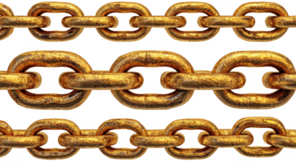 Golden chain links illustration on transparent png background