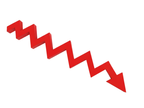 Red arrow down trend