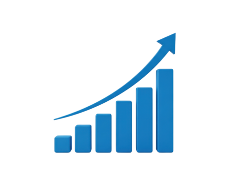 Blue bar chart upward trend