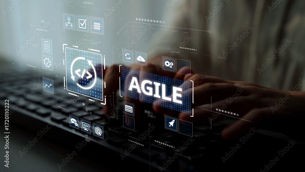 Aufkleber agile project management using teams and agile planning for agile development. agile enables flexibi