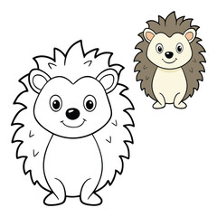 Fototapeta premium hedgehog coloring page for kids. Vector cartoon character. Educational game. educational worksheets for kindergarten.