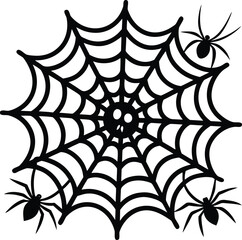 Black spider silhouette on an ornate seamless vector floral web pattern, background, gothic, graphic