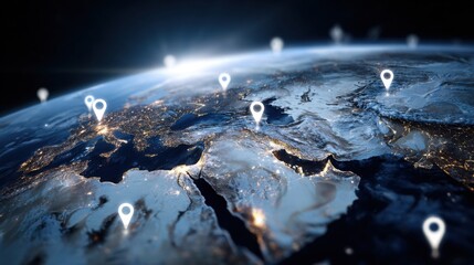 global network location markers earth