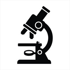 Black silhouette of a scientific microscope essential for medical research and laboratory analysis