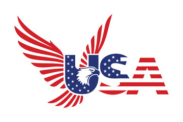 Patriotic USA Eagle Wings Logo – American Flag Stars and Stripes Vector