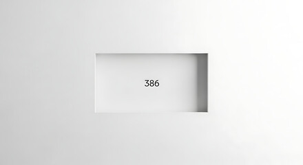 Modern White Wall with Deep Recess Displaying Number 386