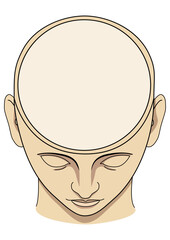 Head of a gender-neutral person with an empty skull. Idea generation and knowledge concept with a space for content.