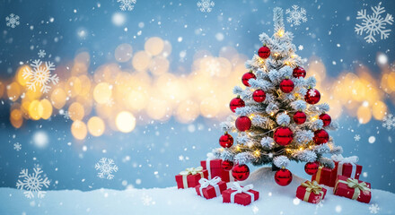 christmas tree on snow