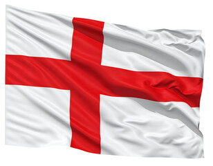 Fototapeta premium A flowing flag with a bold on a white background, symbolizing heritage and identity in a vibrant display.