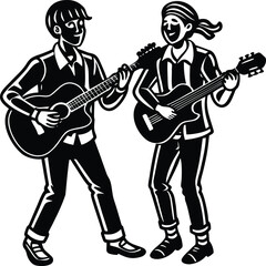 Fototapeta premium A dynamic rock musician passionately playing an electric guitar on stage, electric sound, gig, musician style, music fans