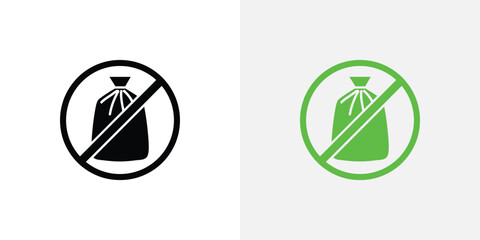 No trash bag allowed icon in black and green