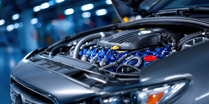 Modern high performance car engine with advanced components